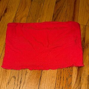 Red Strapless Bandeau Top